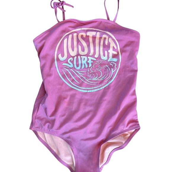Justice Other - Justice Kids One Piece Swimsuit in Pink and White